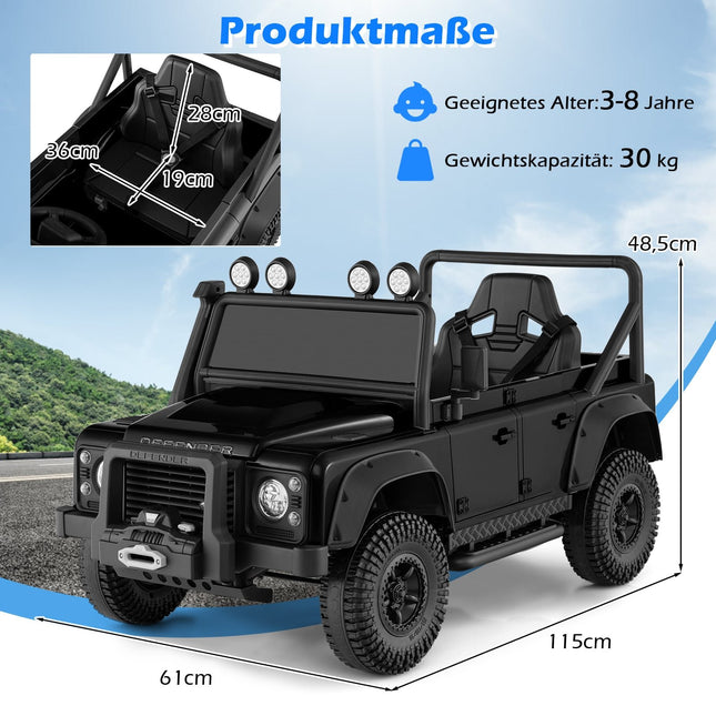 Kids Electric Ride-On Car with Remote, Black, 12V Battery