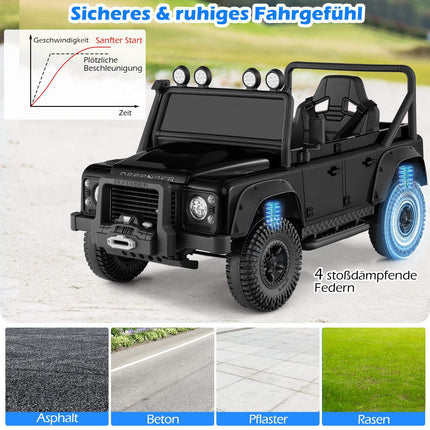 Kids Electric Ride-On Car with Remote, Black, 12V Battery