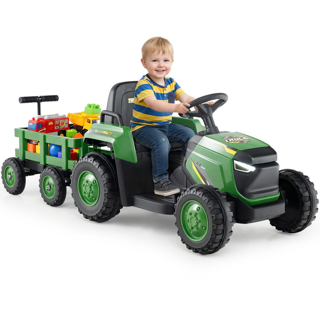 Kids Electric Ride-On Tractor with Detachable Trailer, Remote