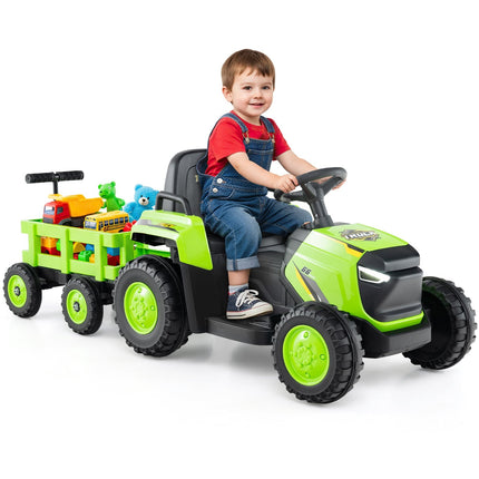 Kids Electric Ride-On Tractor with Detachable Trailer, Remote