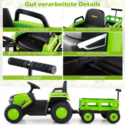 Kids Electric Ride-On Tractor with Detachable Trailer, Remote