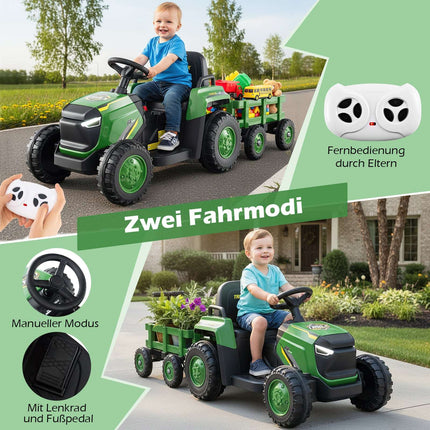 Kids Electric Ride-On Tractor with Detachable Trailer, Remote