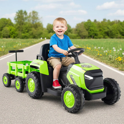 Kids Electric Ride-On Tractor with Detachable Trailer, Remote