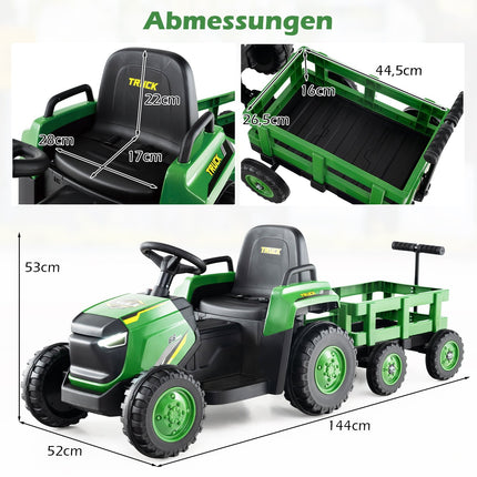 Kids Electric Ride-On Tractor with Detachable Trailer, Remote
