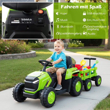 Kids Electric Ride-On Tractor with Detachable Trailer, Remote