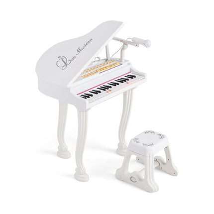 Kids Electronic Keyboard with 37 Keys & Stool, White