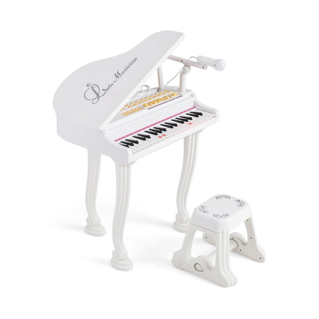 Kids Electronic Keyboard with 37 Keys & Stool, White
