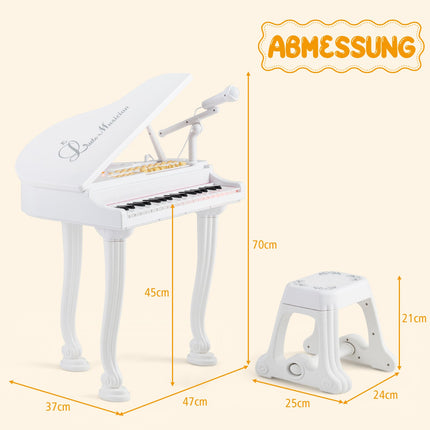 Kids Electronic Keyboard with 37 Keys & Stool, White