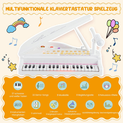 Kids Electronic Keyboard with 37 Keys & Stool, White