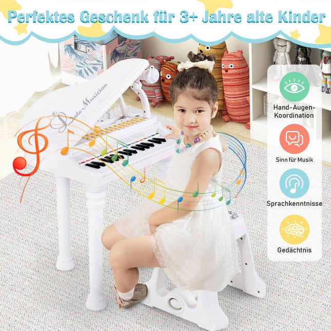 Kids' Electronic Keyboard with Stool, 31 Keys, White