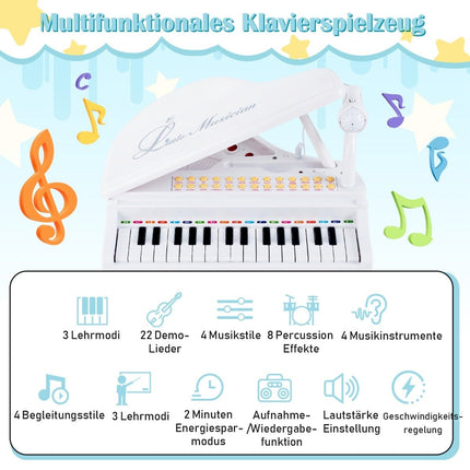 Kids' Electronic Keyboard with Stool, 31 Keys, White