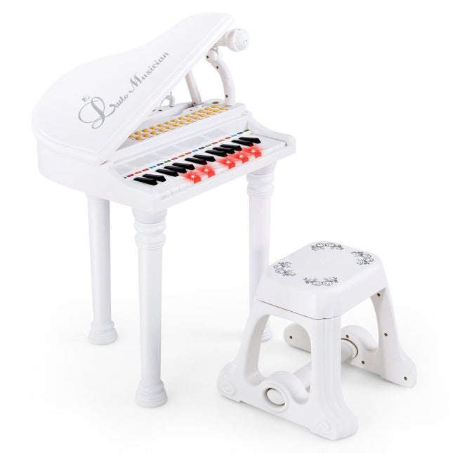 Kids' Electronic Keyboard with Stool, 31 Keys, White