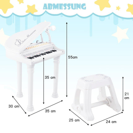 Kids' Electronic Keyboard with Stool, 31 Keys, White