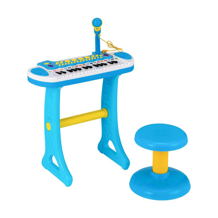 Kids Electronic Keyboard with Stool & Mic, 31 Keys, Blue