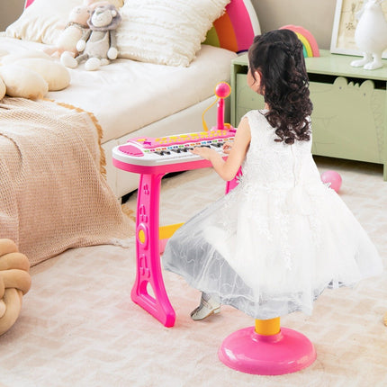 Kids Electronic Keyboard with Stool & Mic, 31 Keys, Pink