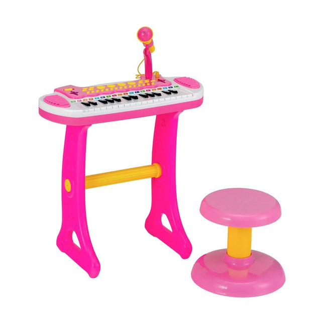 Kids Electronic Keyboard with Stool & Mic, 31 Keys, Pink