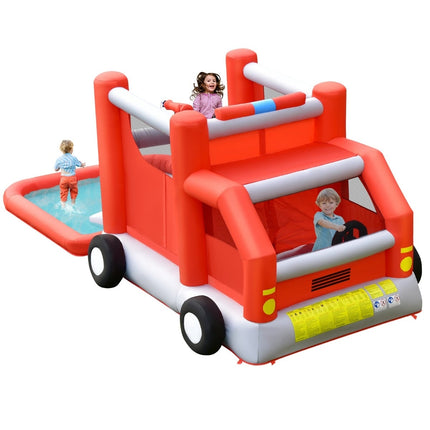 Kids Fire Truck Water Slide with Splash Pool, 564 x 268 x 212 cm