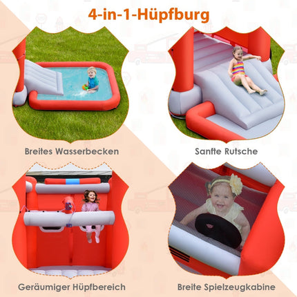 Kids Fire Truck Water Slide with Splash Pool, 564 x 268 x 212 cm