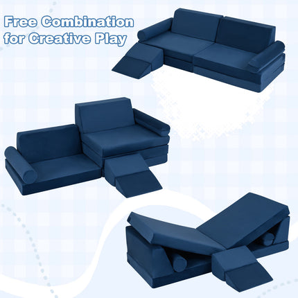 Kids Foam Play Couch Set, 10-Piece, Climb And Crawl, Blue