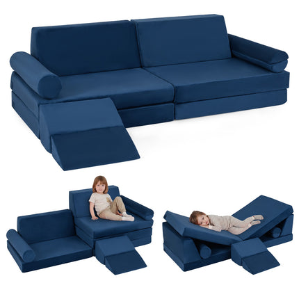 Kids Foam Play Couch Set, 10-Piece, Climb And Crawl, Blue