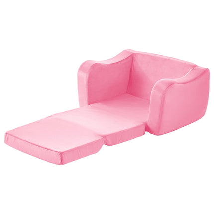 Kids Fold-Out Sofa, 2-in-1 Toddler Lounger, Pink