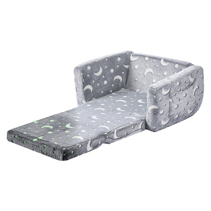 Kids Fold-Out Sofa Chair – Glow-in-the-Dark, Gray