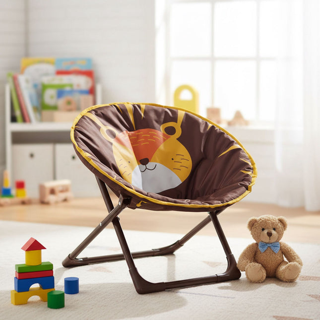 Kids Foldable Moon Chair with Animal Design