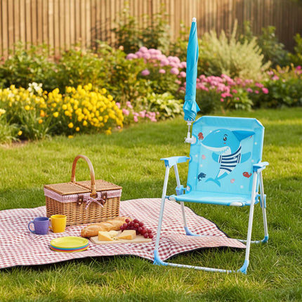 Kids' Folding Chair with Parasol – Lightweight, Portable