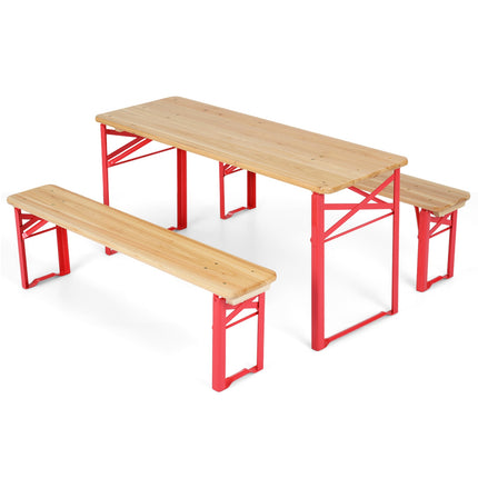 Kids Folding Picnic Table and Bench Set, Fir Wood, 110 cm
