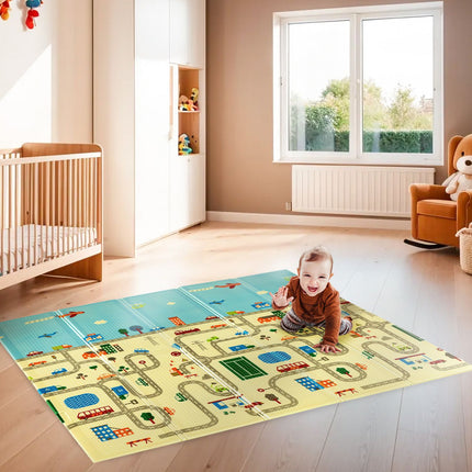 Kids Folding Play Mat, City Design, 195x180 cm