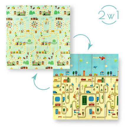 Kids Folding Play Mat, City Design, 195x180 cm