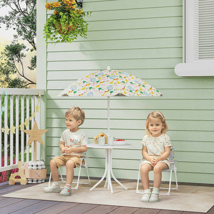 Kids' Folding Table Set with Umbrella, Animal Design