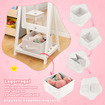 Kids Full-Length Standing Mirror – 360 Rotating, Storage Shelf