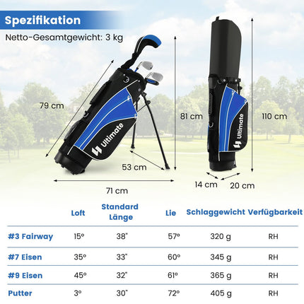 Kids Golf Club Set, Right-Handed, Ages 11-13, Blue