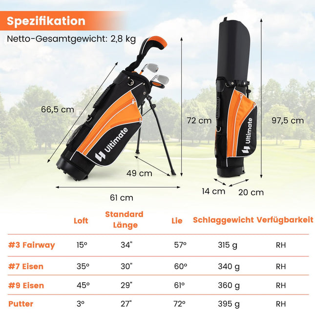 Kids Golf Club Set, Right-Handed, Ages 8-10, Orange