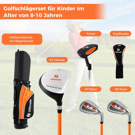 Kids Golf Club Set, Right-Handed, Ages 8-10, Orange
