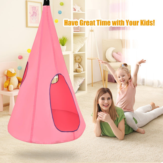 Kids Hanging Nest Swing Chair, 40 Inch, Pink, Indoor Outdoor