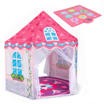 Kids Hexagonal Play Tent with Dance Mat & Tulle Curtain