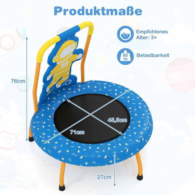Kids Indoor Trampoline with Handle, 71cm, Astronaut Theme