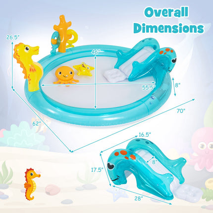 Kids Inflatable Water Park Pool With Slide, Sprinkler