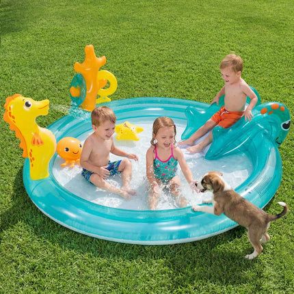 Kids Inflatable Water Park Pool With Slide, Sprinkler