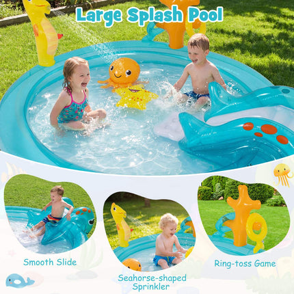 Kids Inflatable Water Park Pool With Slide, Sprinkler