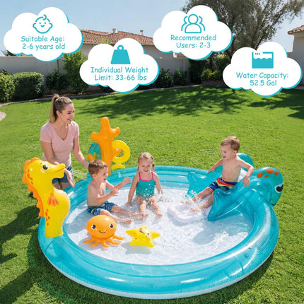 Kids Inflatable Water Park Pool With Slide, Sprinkler