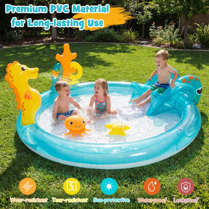 Kids Inflatable Water Park Pool With Slide, Sprinkler