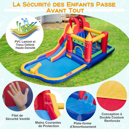 Kids Inflatable Water Park, Slide Splash Pool, Blower