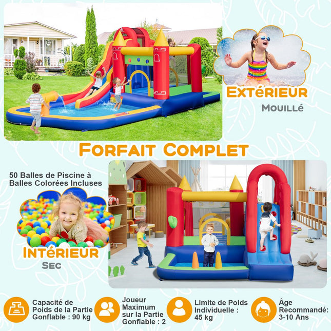 Kids Inflatable Water Park, Slide Splash Pool, Blower