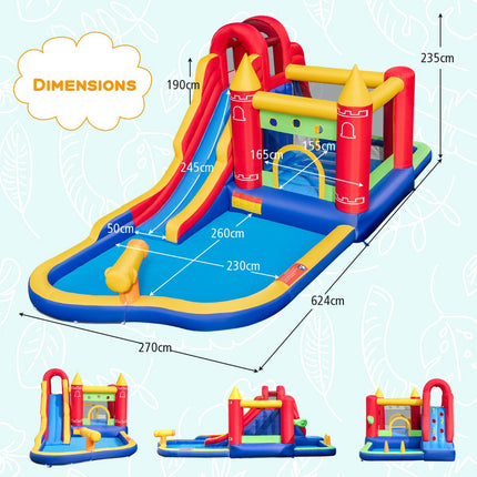 Kids Inflatable Water Park, Slide Splash Pool, Blower