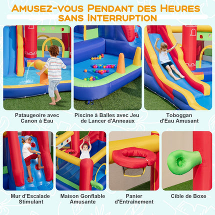 Kids Inflatable Water Park, Slide Splash Pool, Blower