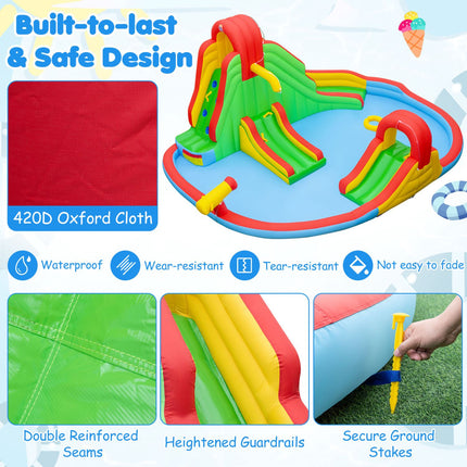 Kids Inflatable Water Park with Slides & Splash Pool