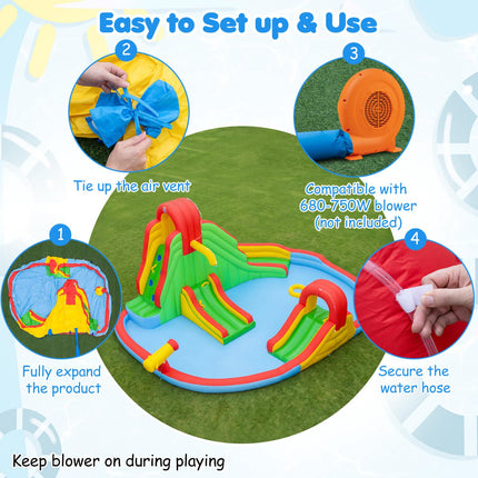 Kids Inflatable Water Park with Slides & Splash Pool